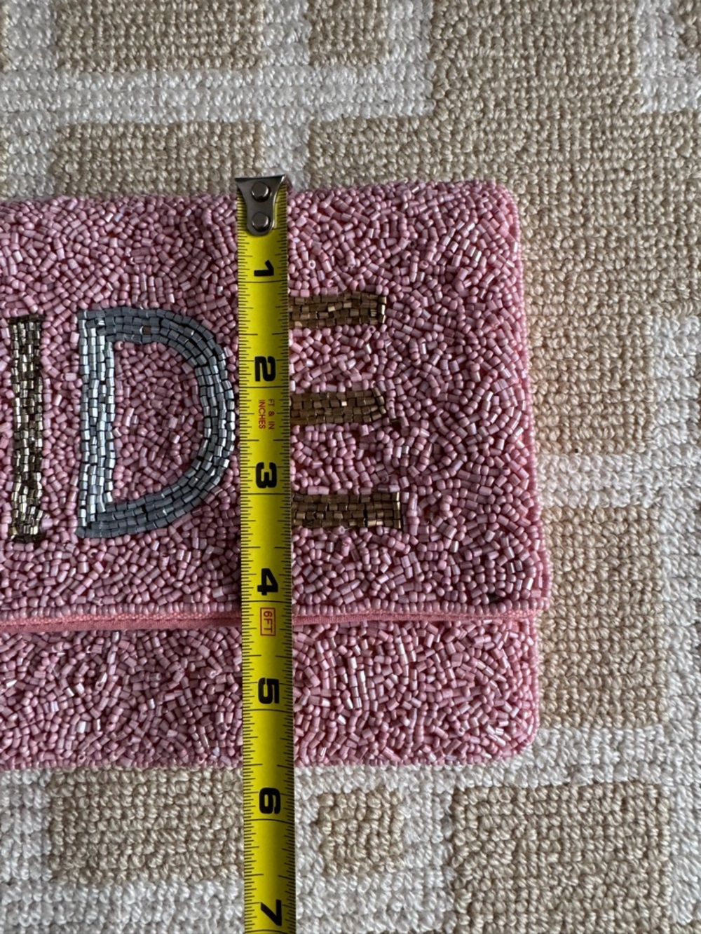 Beaded Bride Clutch Pink Envelope Bridal Wedding Party Bag - Picture 8 of 9